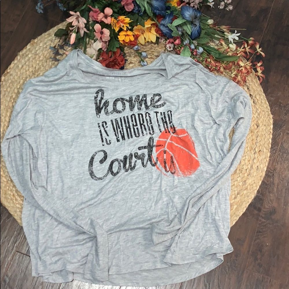 Live Love Gameday Womens XL Basketball Shirt Long Sleeve Grey Viscose Blend